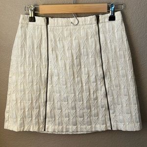 White Zipper Geometric Skirt